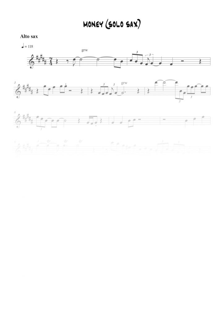 Money - Pink Floyd (solo de saxophone) - Mib (Eb)