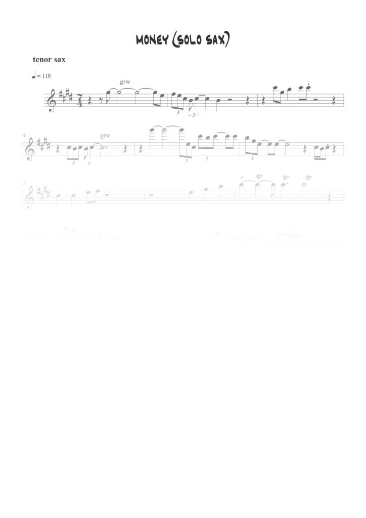 Money - Pink Floyd (solo de saxophone) - Sib (Bb)