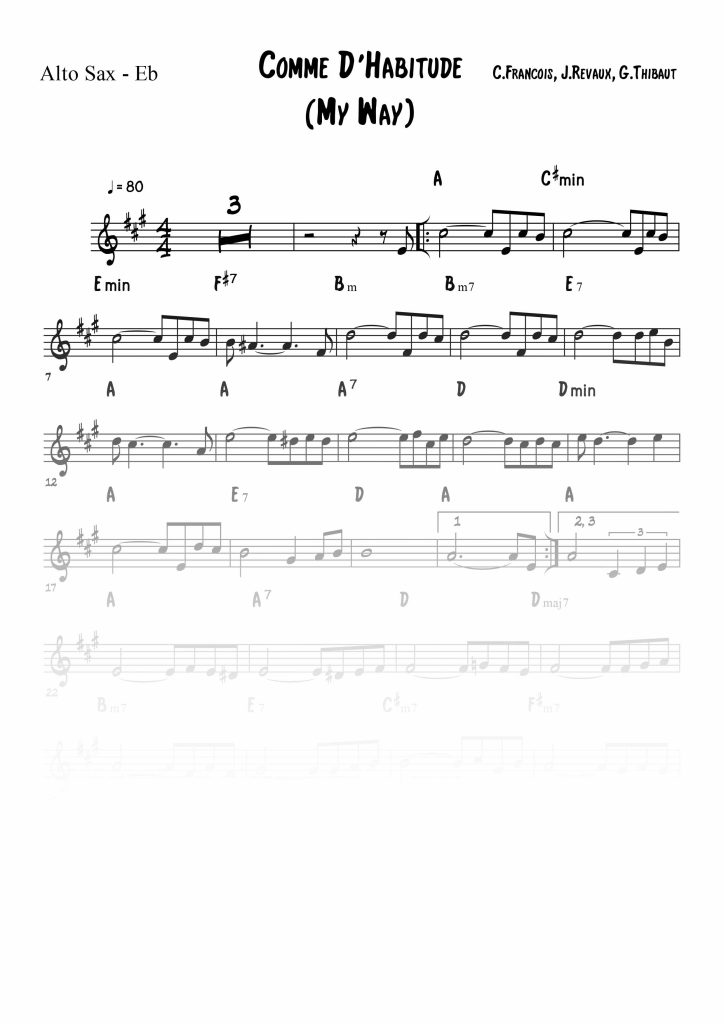 Comme d'Habitude (My Way) - Mib (Eb)