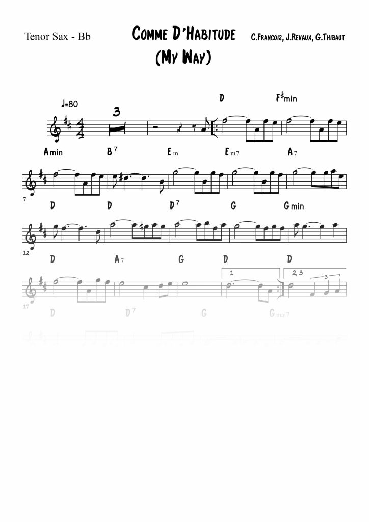 Comme d'Habitude (My Way) - Sib (Bb)