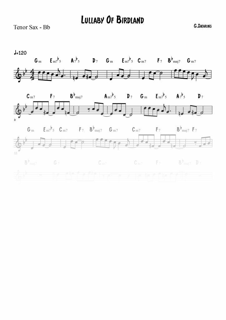 Lullaby Of Birdland - Sib (Bb)