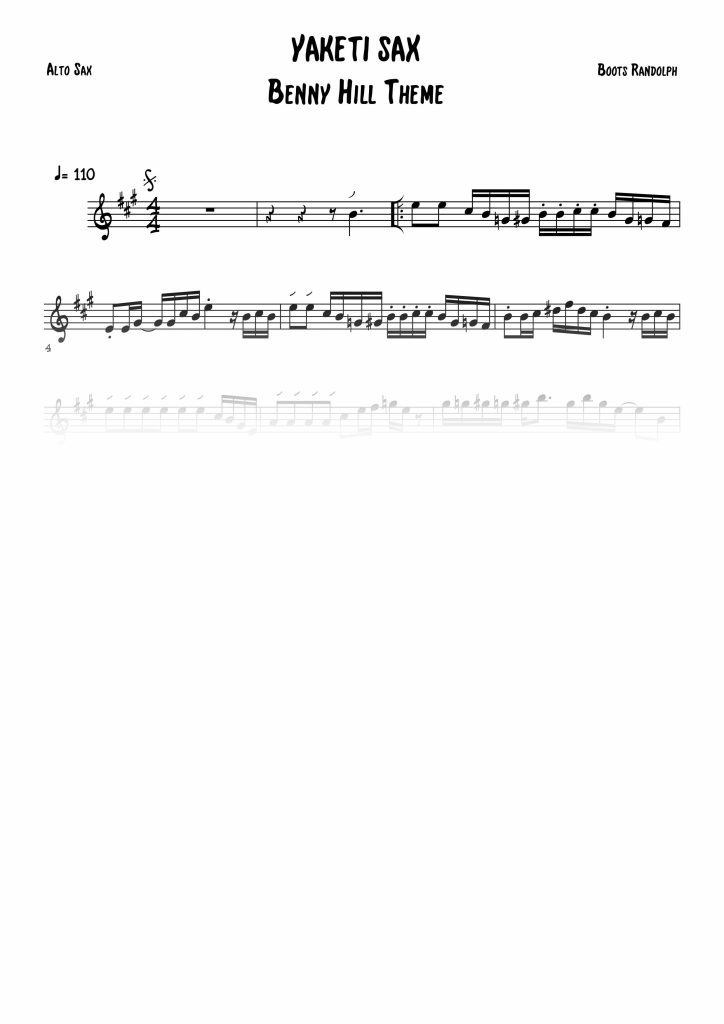 Yakety Sax - Benny Hill  - Mib (Eb)